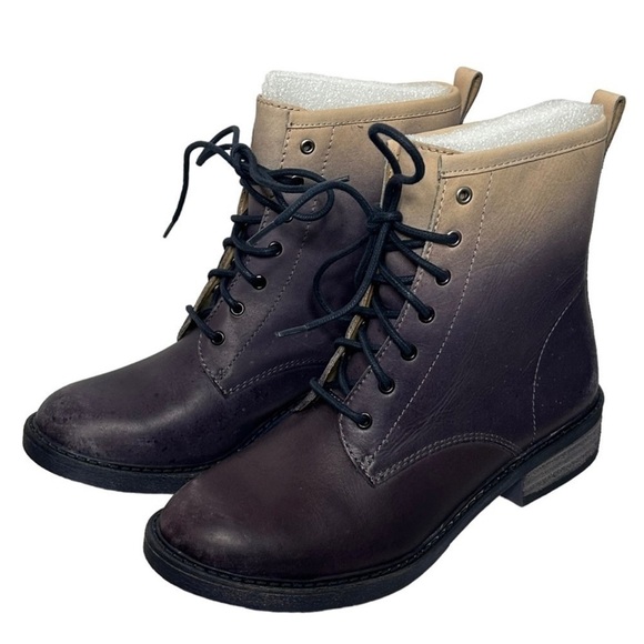 Lucky Brand LK-November Ombre Cream and Purple Leather Boots - Picture 3 of 13
